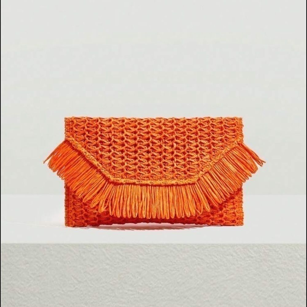 Fringe Decor Envelope Woven Bag - Picture 5 of 16